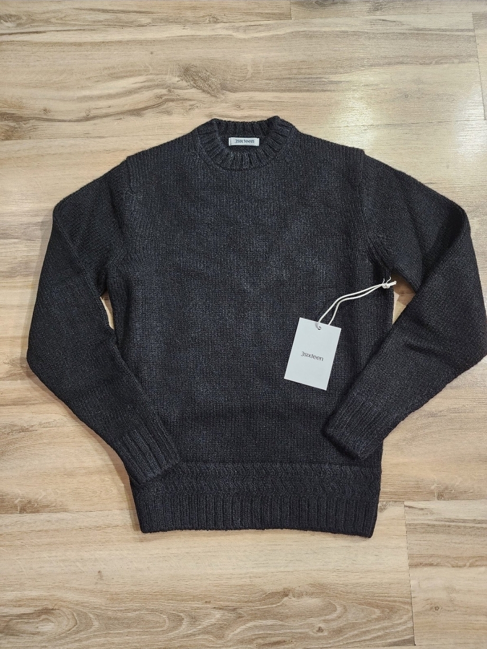 3sixteen Black Dark Charcoal Crewneck Sweater